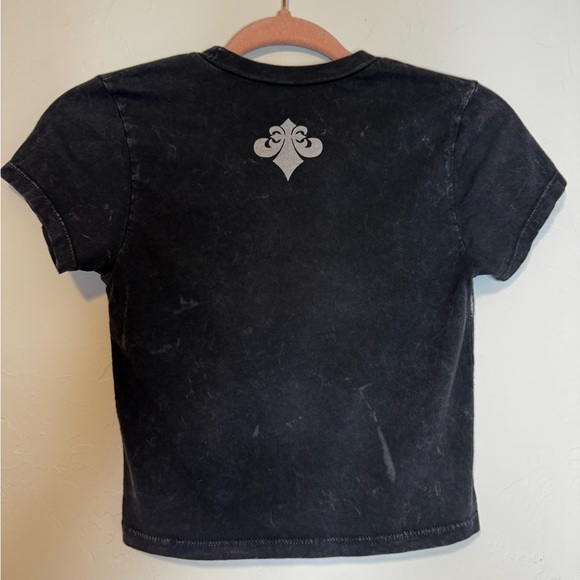 Affliction Black Graphic T-Shirt dragon baby tee cropped size small - Picture 4 of 5